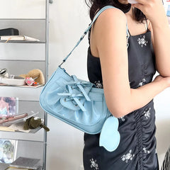 Ins Style Patent Leather Underarm Bag with Bow Mirror