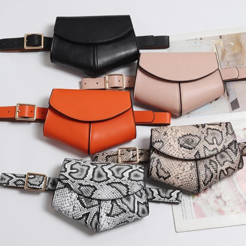 Mini Pockets Ladies PU Leather Waist Belt Bag Women Mini Disco Waist Pack