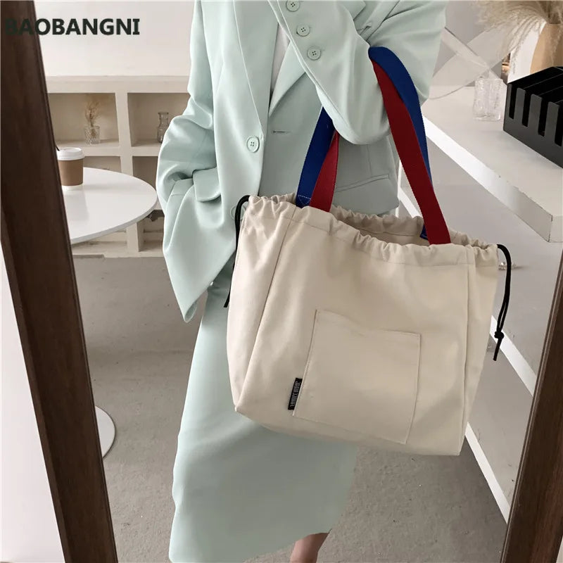 Canvas Shoulder Bag Large Japanese Student Tote Bag