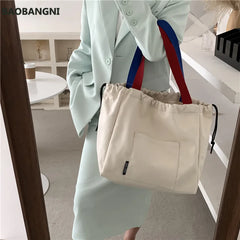 Canvas Shoulder Bag Large Japanese Student Tote Bag