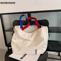 Canvas Shoulder Bag Large Japanese Student Tote Bag