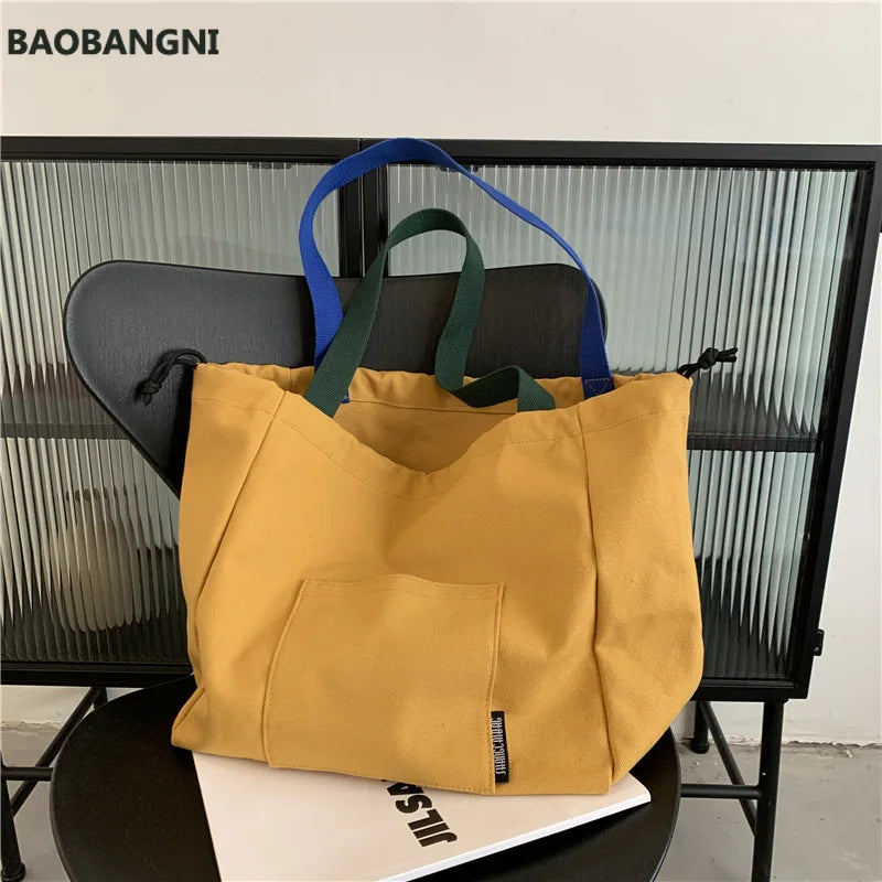 Canvas Shoulder Bag Large Japanese Student Tote Bag