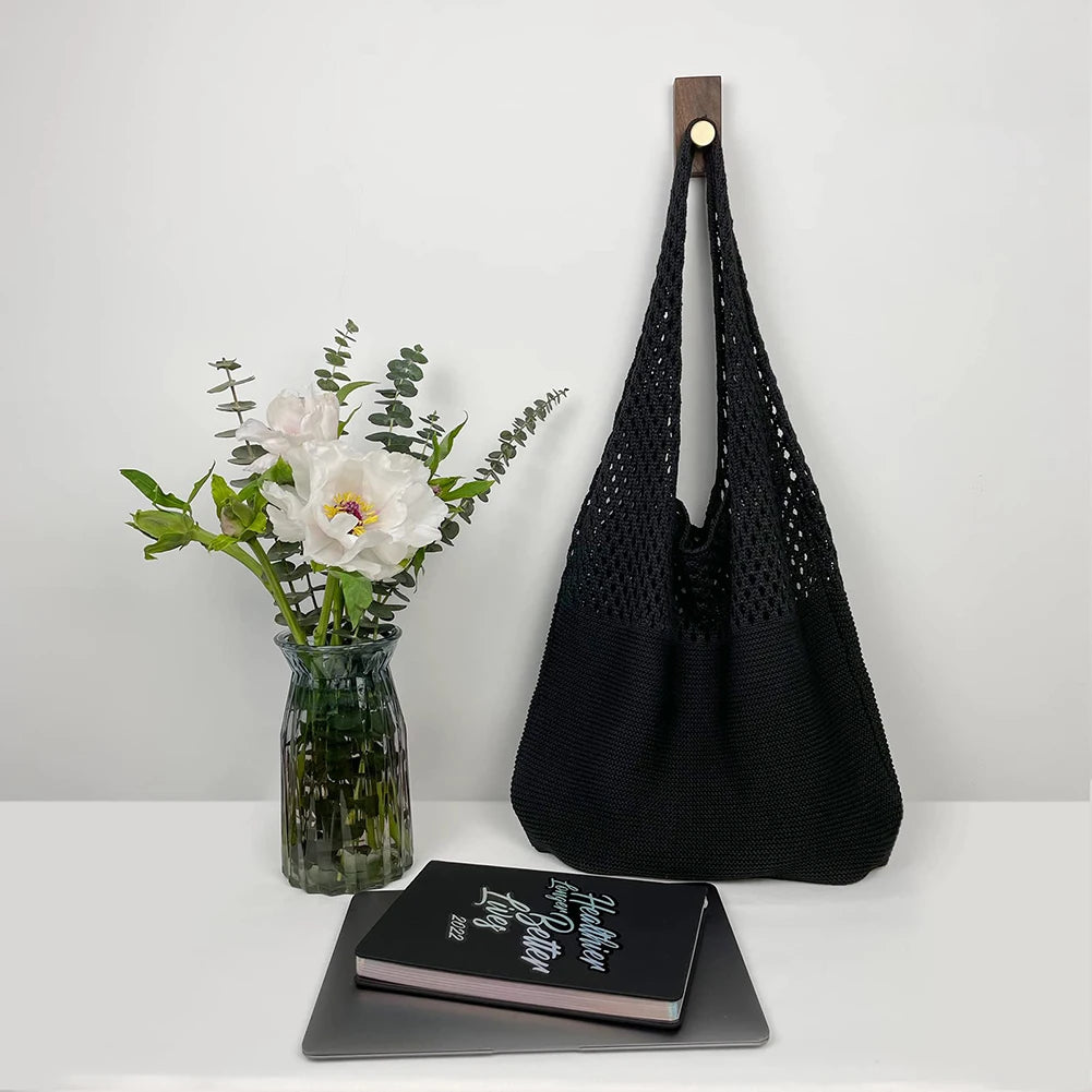 Vintage Hollow Woven Women Shoulder Bags Knitting Large Capacity Handbags
