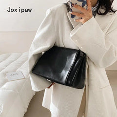 Vintage Lattice Chain Handbag Women PU Leather Shoulder Bag