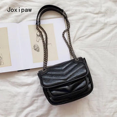 Vintage PU Leather Crossbody Bag for Women Girl Chain Shoulder Bag