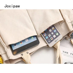 Vintage Canvas Shoulder Bag for Women Large Capacity Handbag Casual Crossbody