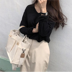 Vintage Canvas Shoulder Bag for Women Large Capacity Handbag Casual Crossbody