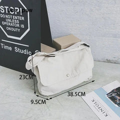 Vintage Canvas Shoulder Bag for Women Large Capacity Crossbody Messenger Bag