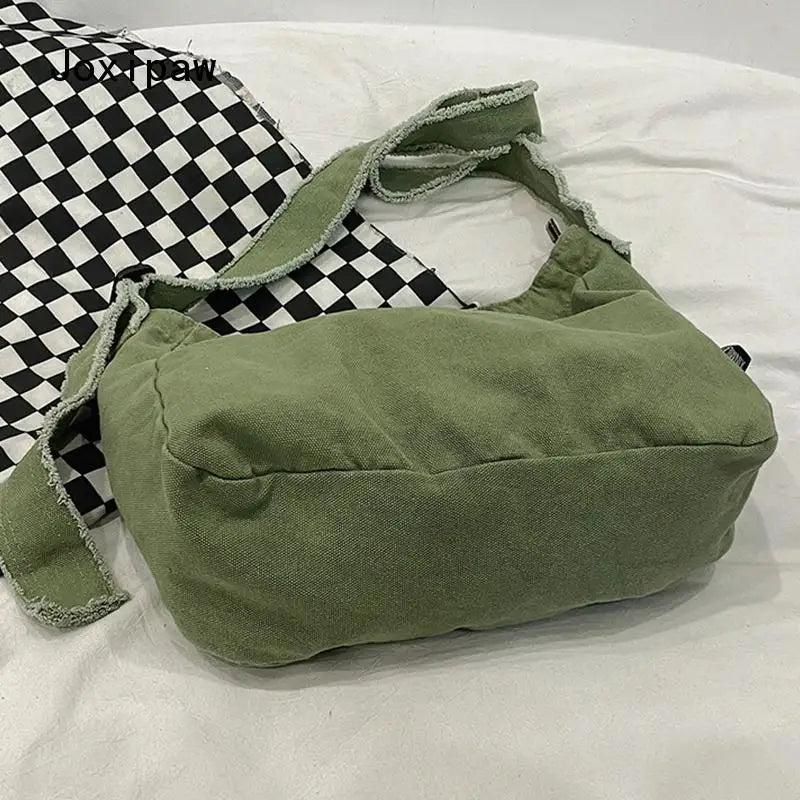 Vintage Canvas Shoulder Bag for Women Casual Crossbody Handbag