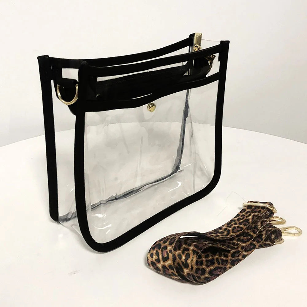 Vintage PVC Shoulder Bag Leopard Print Crossbody Bag