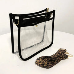 Vintage PVC Shoulder Bag Leopard Print Crossbody Bag