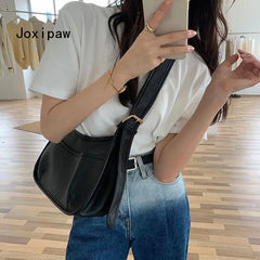 Vintage Leather Shoulder Bag for Women Crossbody Purse