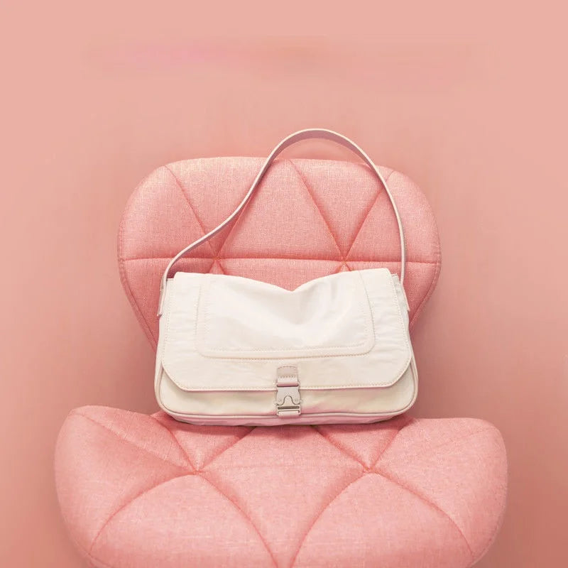 Women Bag Solid Nylon Satchels LOCK Casual Shoulder Bags Handbags Tote Bag