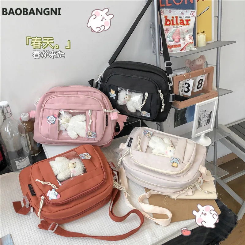 Women Canvas Shoulder Messenger Bags Large Female Students Crossbody Bag