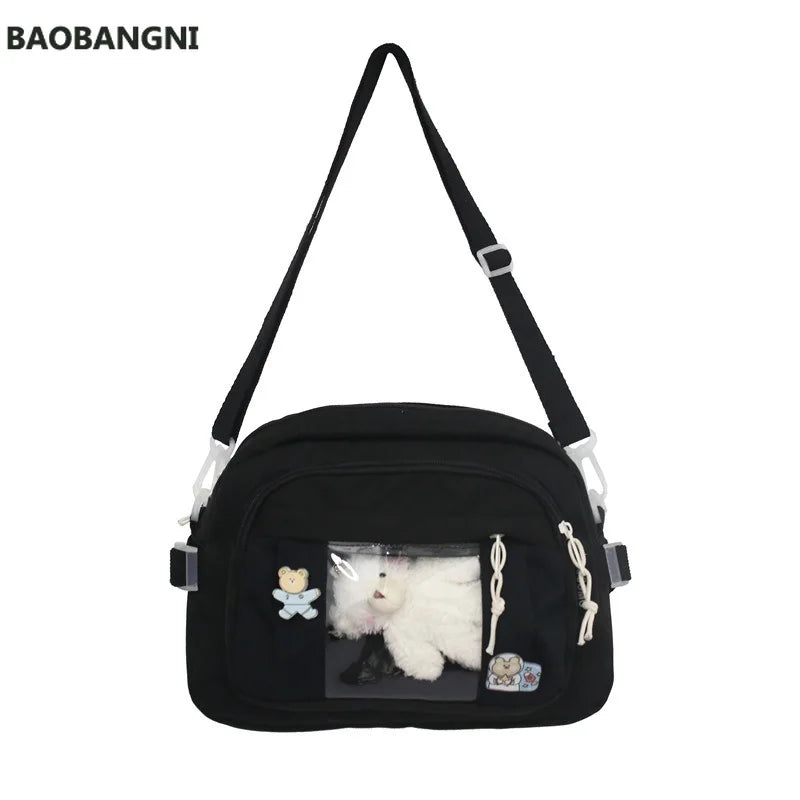 Women Canvas Shoulder Messenger Bags Large Female Students Crossbody Bag