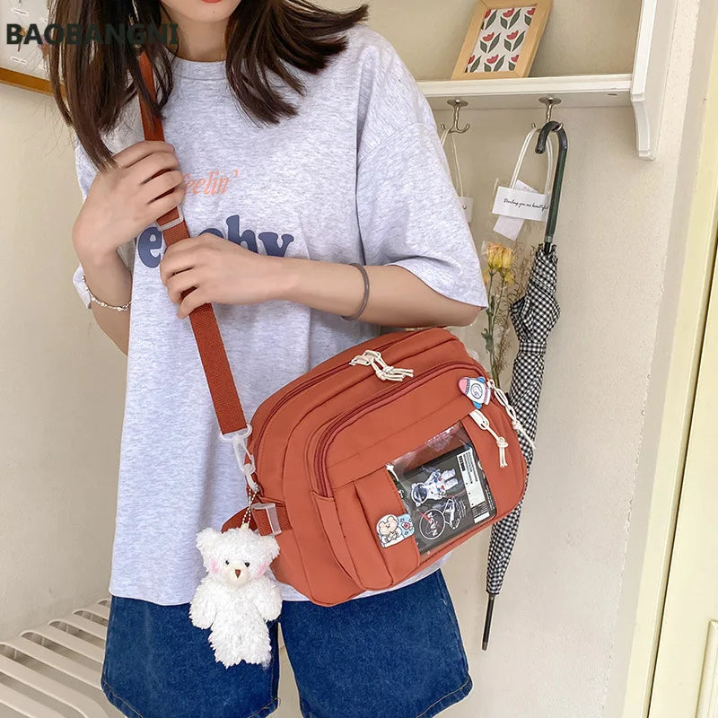 Women Canvas Shoulder Messenger Bags Large Female Students Crossbody Bag