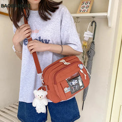 Women Canvas Shoulder Messenger Bags Large Female Students Crossbody Bag