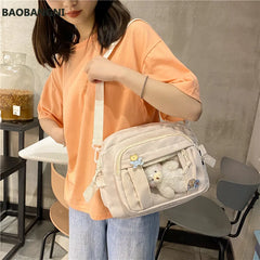 Women Canvas Shoulder Messenger Bags Large Female Students Crossbody Bag