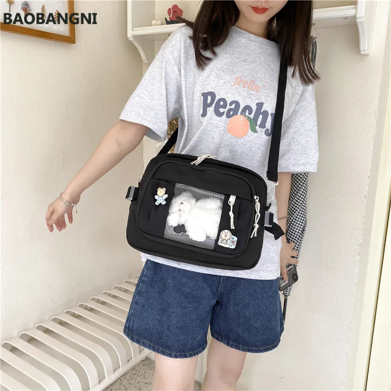 Women Canvas Shoulder Messenger Bags Large Female Students Crossbody Bag