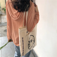 Canvas Shoulder Bag Tote Handbag Large Capacity Shopping Bag for Girls