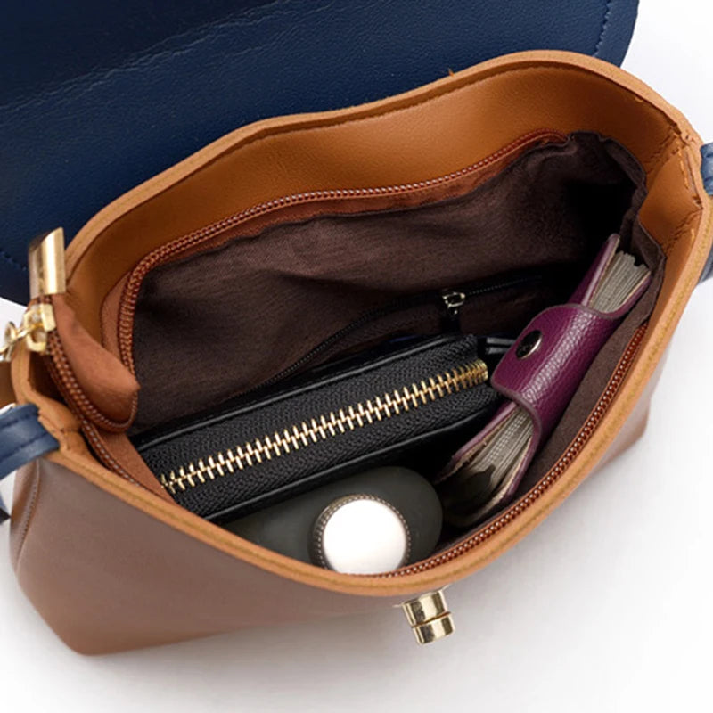 Small Leather Shoulder Bag for Women Crossbody Messenger Zipper&Hasp