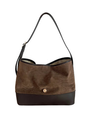 Vintage Frosted PU Leather Shoulder Bag Large Capacity Casual Tote