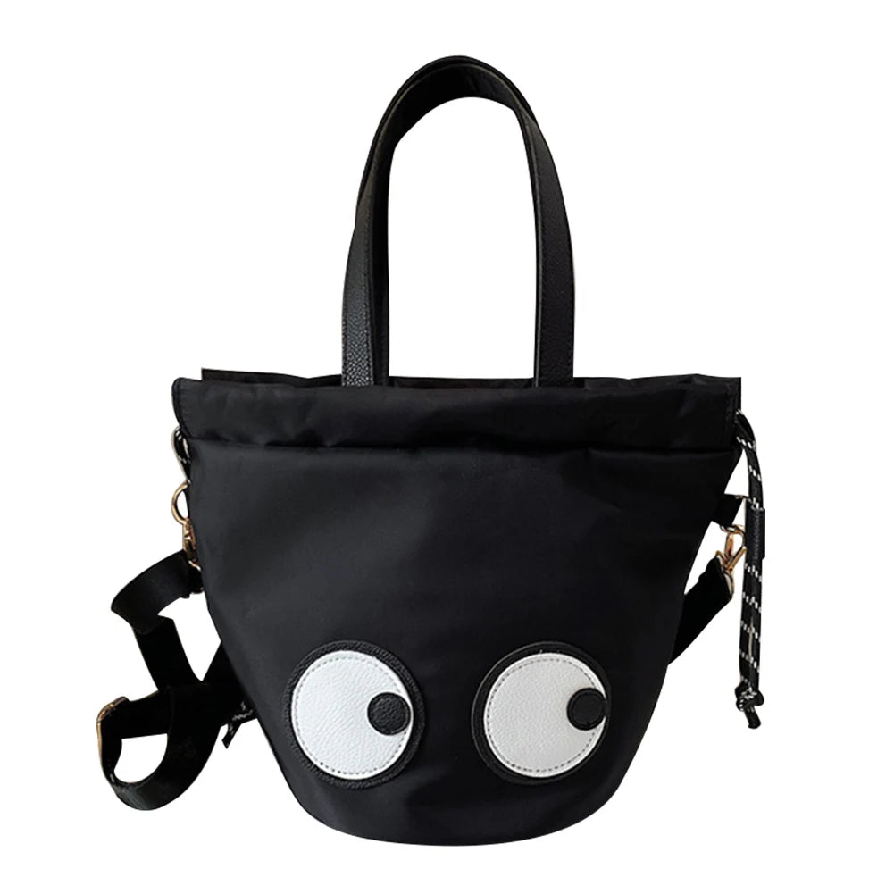 Fun Eyes Prints Nylon Bucket Lunch Bag - Portable Waterproof Lightweight