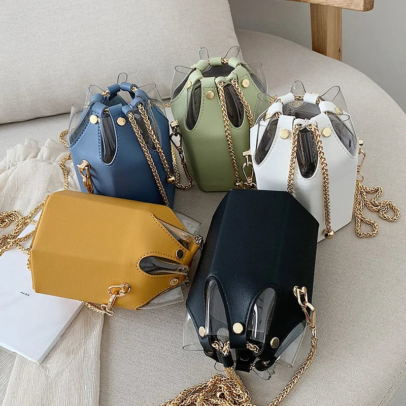 Hot Bucket Bag Women PU Leather Shoulder Chain Crossbody Messenger