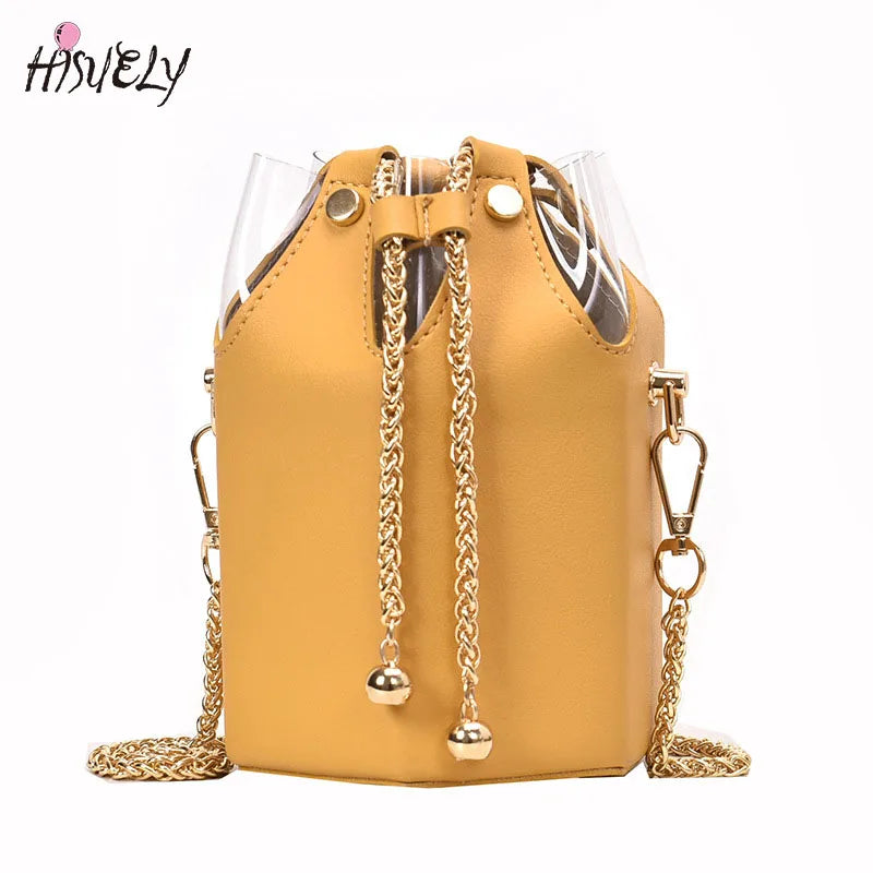 Hot Bucket Bag Women PU Leather Shoulder Chain Crossbody Messenger