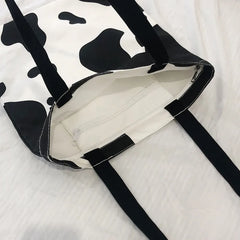 Canvas Shoulder Bag Lady Cow Pattern Harajuku Sweet Shopping Bag