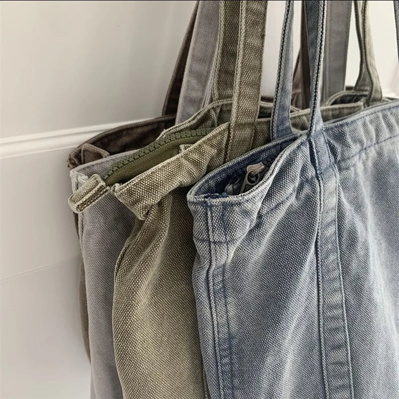 One-shoulder Retro Canvas Shopping Bag