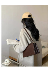 Retro PU Leather Single-Shoulder Bag French Organ Bag for Women
