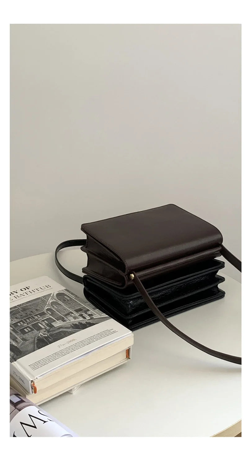 Retro PU Leather Single-Shoulder Bag French Organ Bag for Women