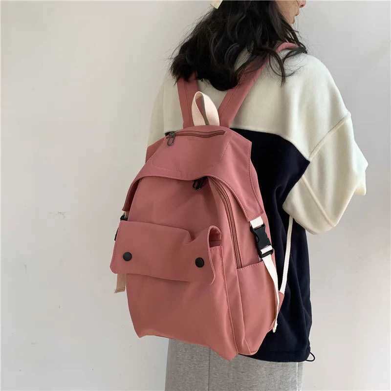 Nylon Women Backpacks Large Capacity College Backpack Female Travel Bag Red