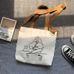 Japanese Canvas Messenger Bag Women's Hand-held Shoulder Bag