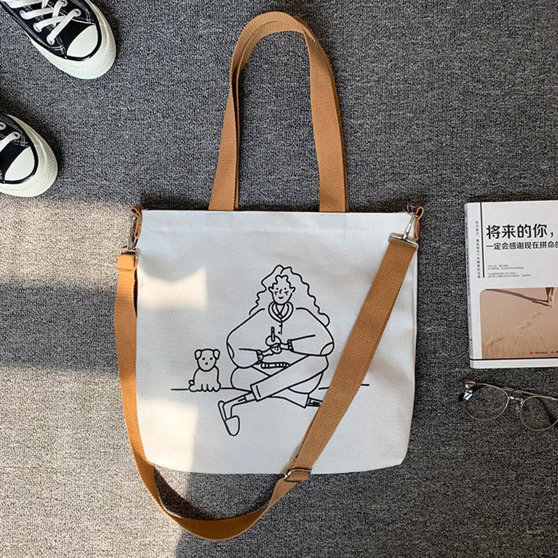 Japanese Canvas Messenger Bag Women's Hand-held Shoulder Bag