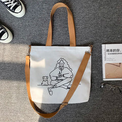 Japanese Canvas Messenger Bag Women's Hand-held Shoulder Bag