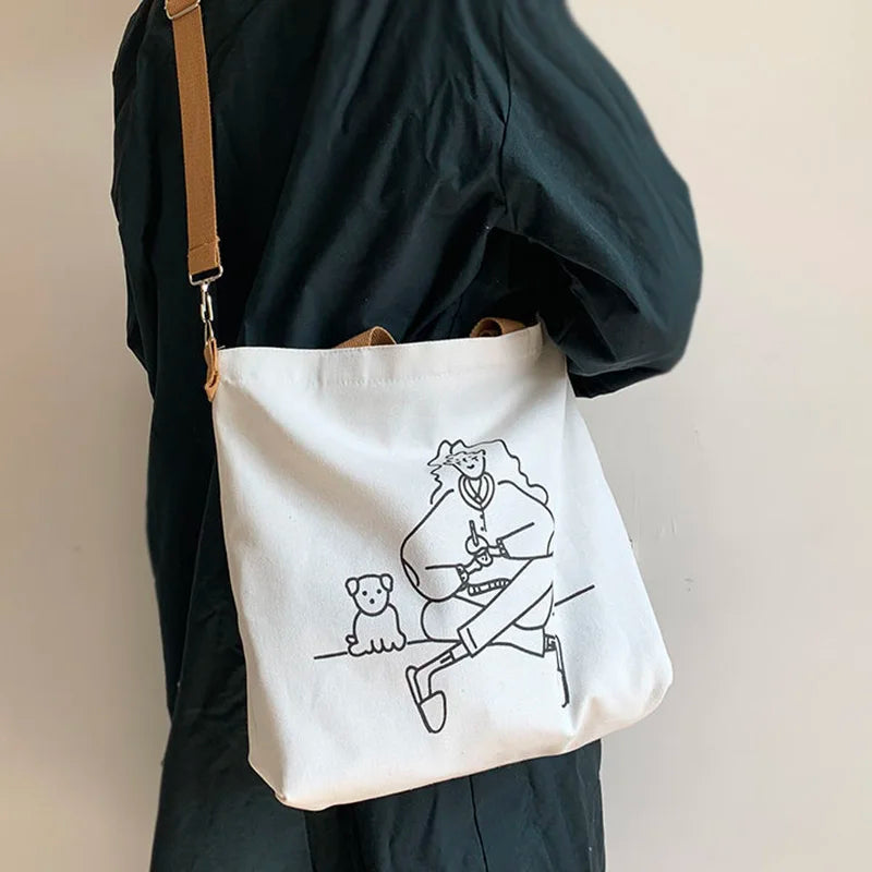 Japanese Canvas Messenger Bag Women's Hand-held Shoulder Bag