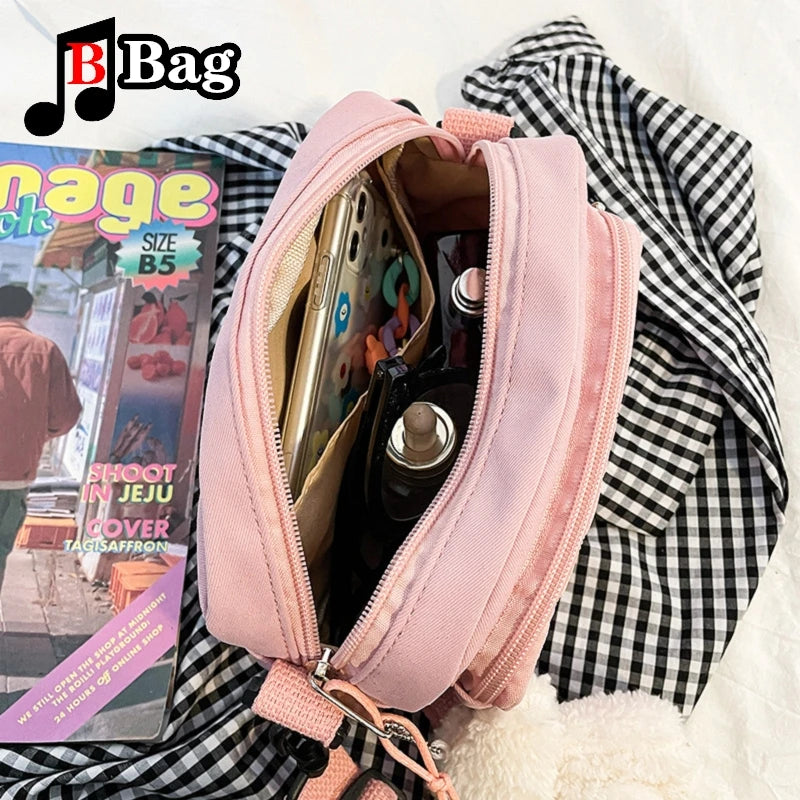 Canvas Cartoon Shoulder Bag Transparent Crossbody