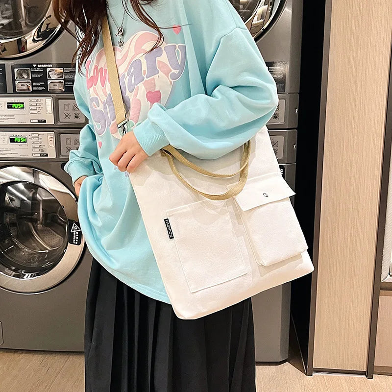Student Portable Canvas Bag Large Capacity Single Shoulder Women's Bag