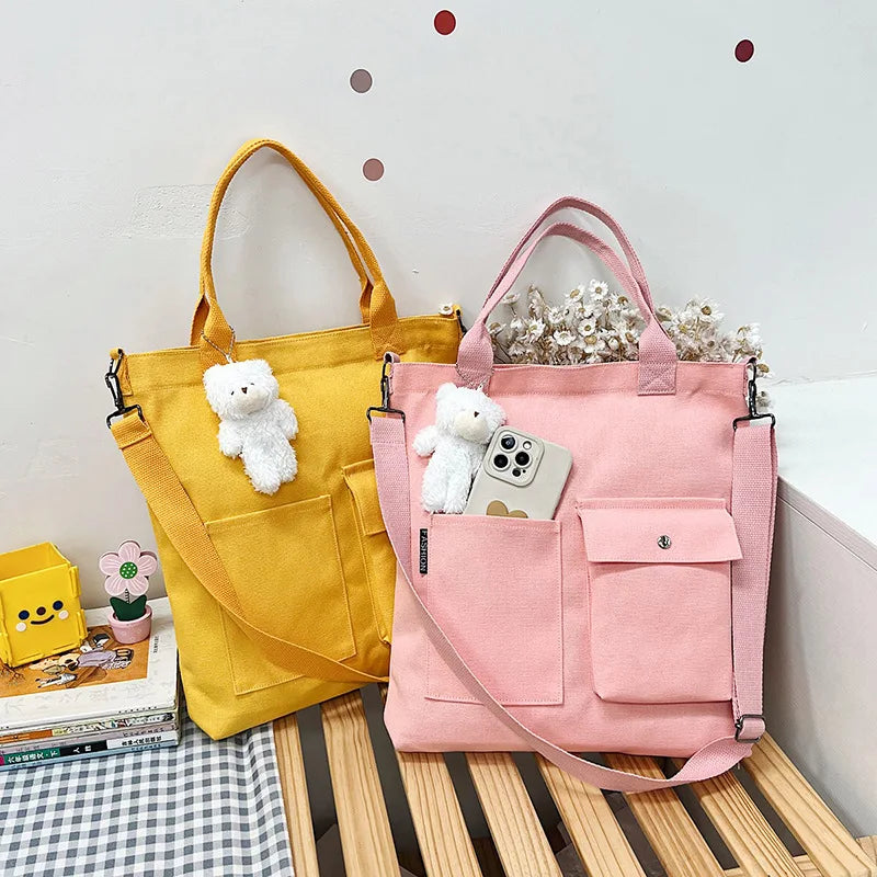 Student Portable Canvas Bag Large Capacity Single Shoulder Women's Bag