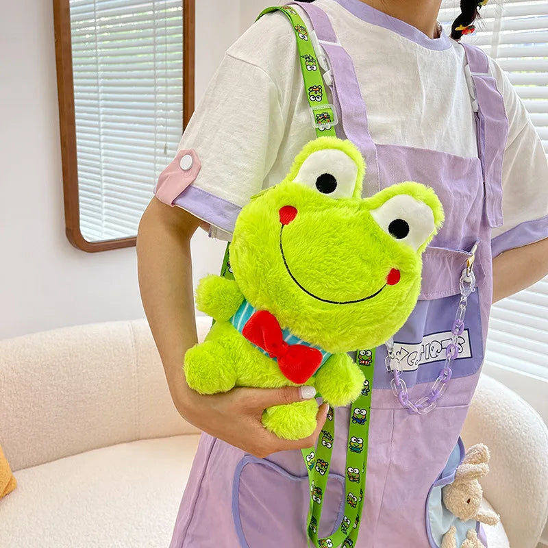 Frog Shoulder Bag Girl Doll Crossbody Bag Plush Backpack
