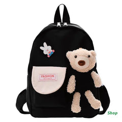 L5YC Bear Toy School Bag for Kids Children Backpacks Girls Boy Book Bags