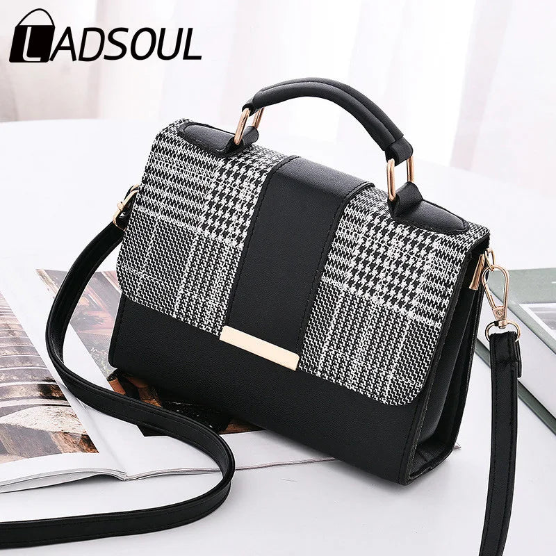 Plaid Flap Women Covered Bag PU Leather Cross Handbag