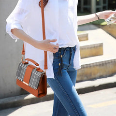 Plaid Flap Women Covered Bag PU Leather Cross Handbag