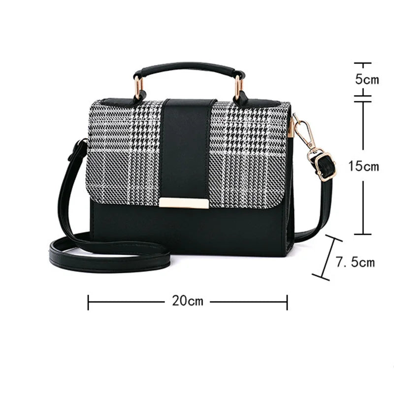 Plaid Flap Women Covered Bag PU Leather Cross Handbag