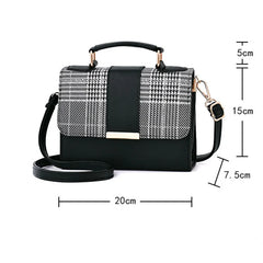 Plaid Flap Women Covered Bag PU Leather Cross Handbag