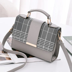 Plaid Flap Women Covered Bag PU Leather Cross Handbag