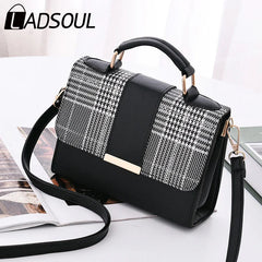 Plaid Flap Women Covered Bag PU Leather Cross Handbag