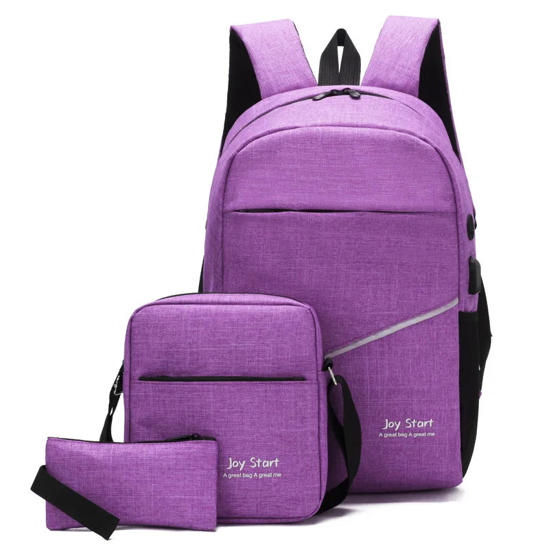 3pcs Men Women Backpacks Travel Bags Casual Nylon Shoulder School Backpacks